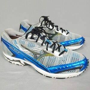 Mizuno Wave Elixir 3 Shoes Men Size 12.5 White Blue Yellow Running Sneaker